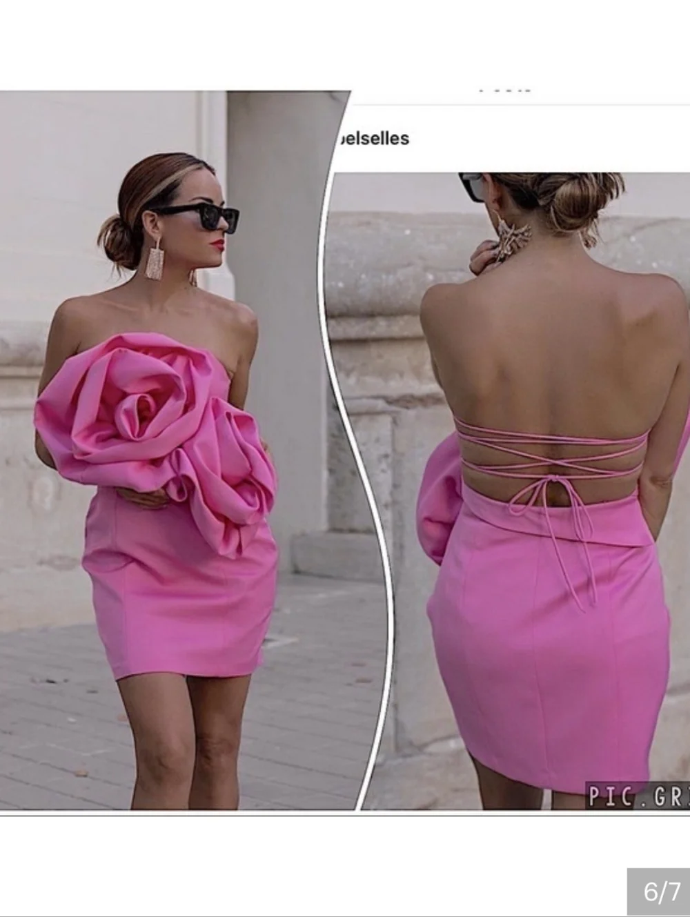 Zara Voluminous Flower Dress Pink Size M